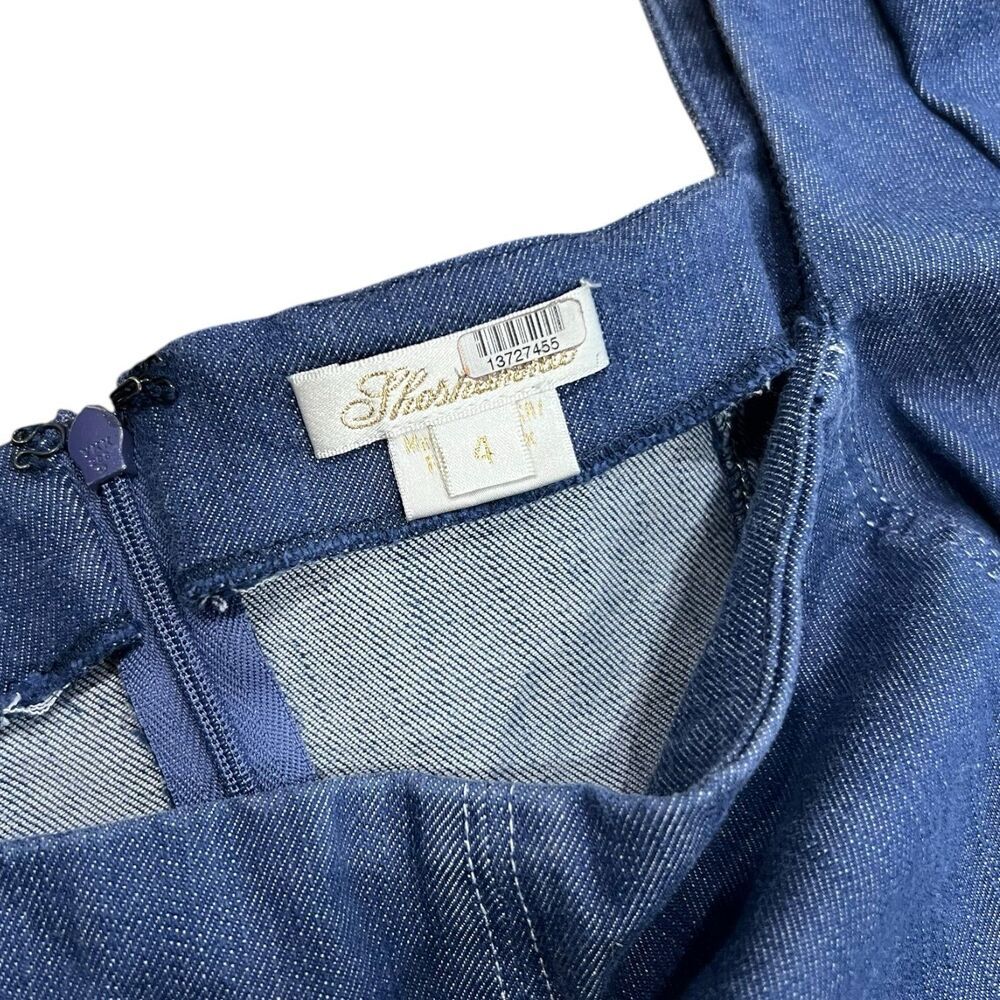 Shoshanna Blue Denim Candelaria Midi Front Slit Dress 4 - Picture 4 of 5